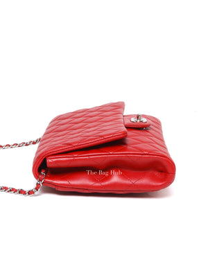 Chanel Red Quilted Lambskin Leather Chain Clutch Flap Bag SHW