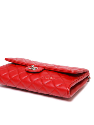 Chanel Red Quilted Lambskin Leather Chain Clutch Flap Bag SHW