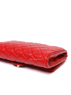 Chanel Red Quilted Lambskin Leather Chain Clutch Flap Bag SHW