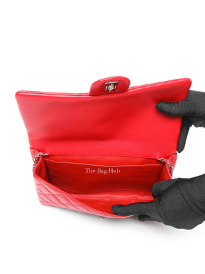 Chanel Red Quilted Lambskin Leather Chain Clutch Flap Bag SHW