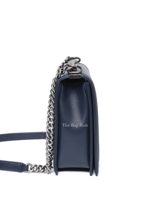Chanel Navy Blue Lambskin Large Boy Flap Bag RHW