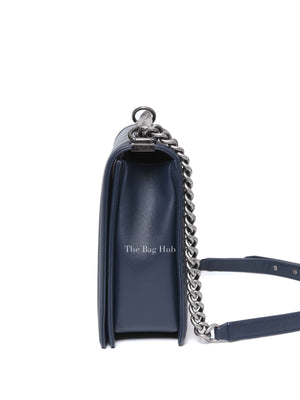 Chanel Navy Blue Lambskin Large Boy Flap Bag RHW