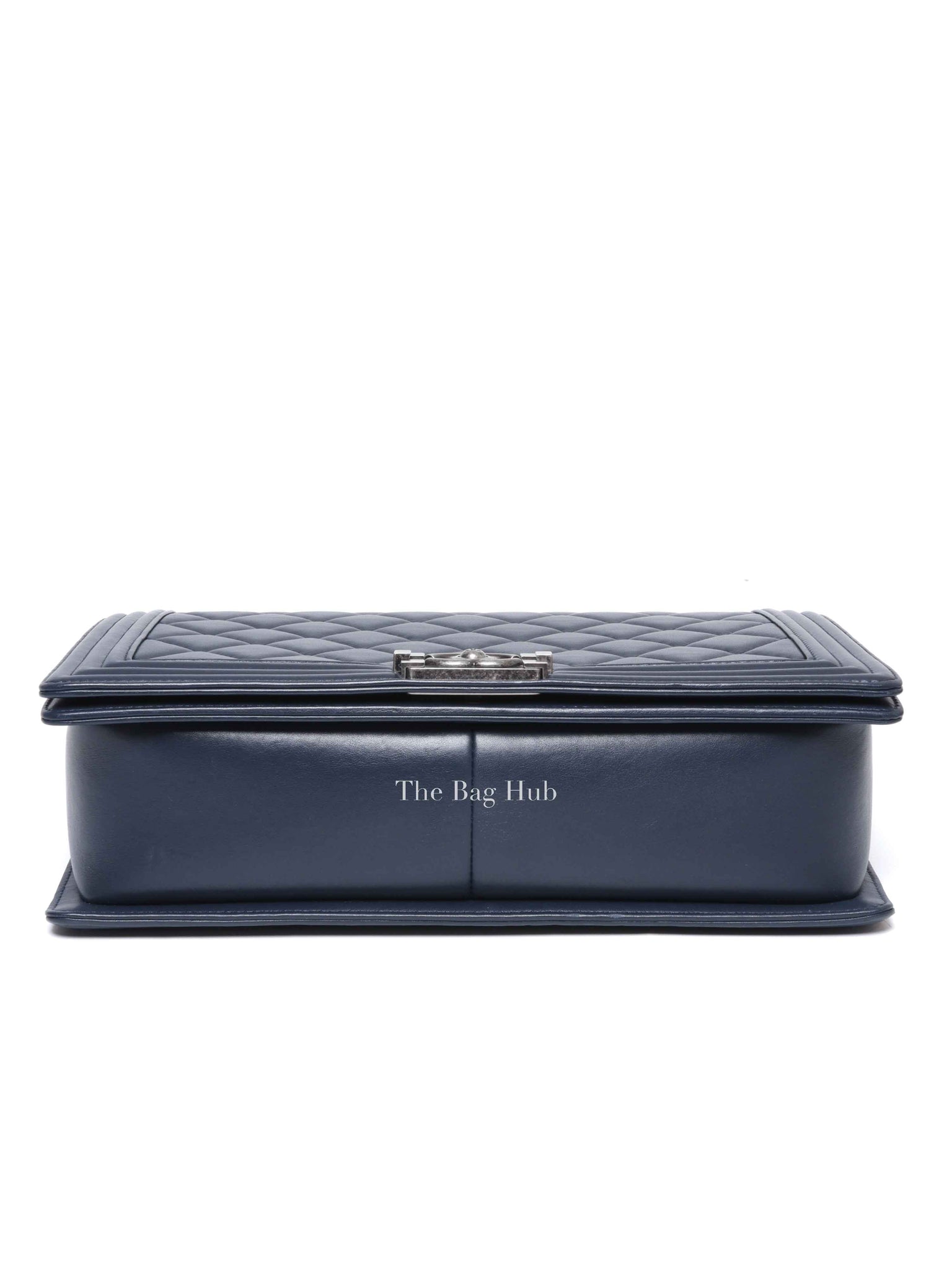 Chanel Navy Blue Lambskin Large Boy Flap Bag RHW