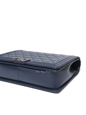 Chanel Navy Blue Lambskin Large Boy Flap Bag RHW