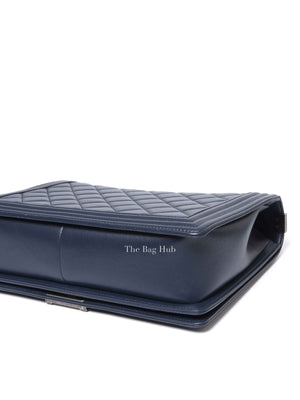 Chanel Navy Blue Lambskin Large Boy Flap Bag RHW