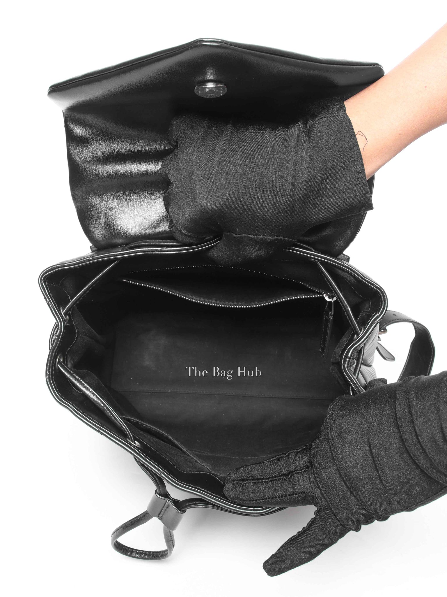 Saint Laurent Black Quilted Leather Chevron LouLou "Y" Medium Backpack Bag