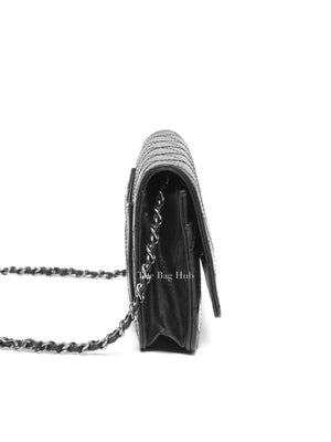 Chanel Black Aged Calfskin Quilted Reissue Wallet On Chain SHW