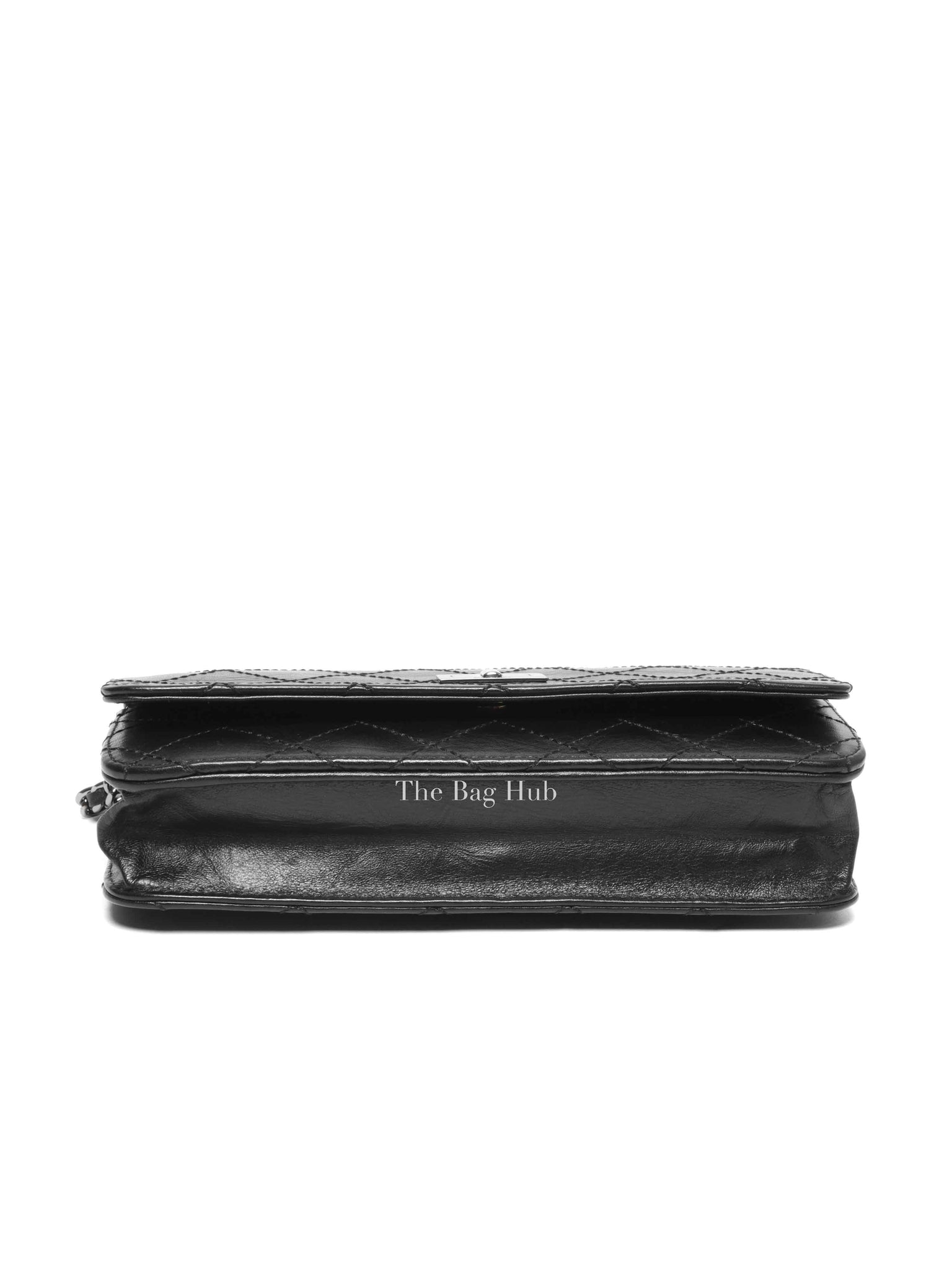 Chanel Black Aged Calfskin Quilted Reissue Wallet On Chain SHW