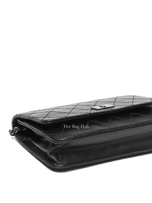 Chanel Black Aged Calfskin Quilted Reissue Wallet On Chain SHW