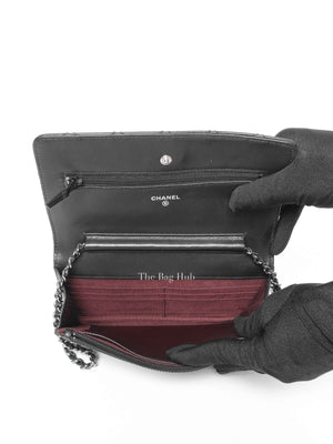 Chanel Black Aged Calfskin Quilted Reissue Wallet On Chain SHW
