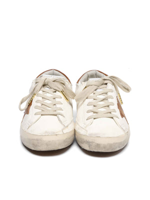 Golden Goose White/Brown Leather Super Star Heel Tab Sneakers size 37