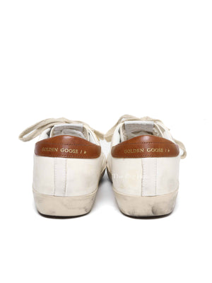 Golden Goose White/Brown Leather Super Star Heel Tab Sneakers size 37