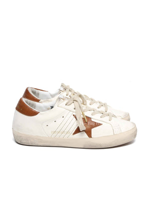 Golden Goose White/Brown Leather Super Star Heel Tab Sneakers size 37