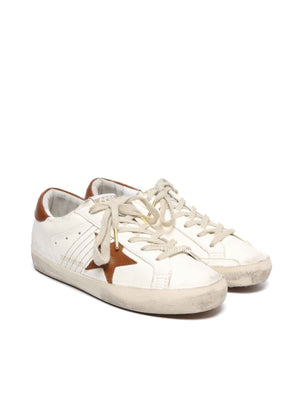 Golden Goose White/Brown Leather Super Star Heel Tab Sneakers size 37