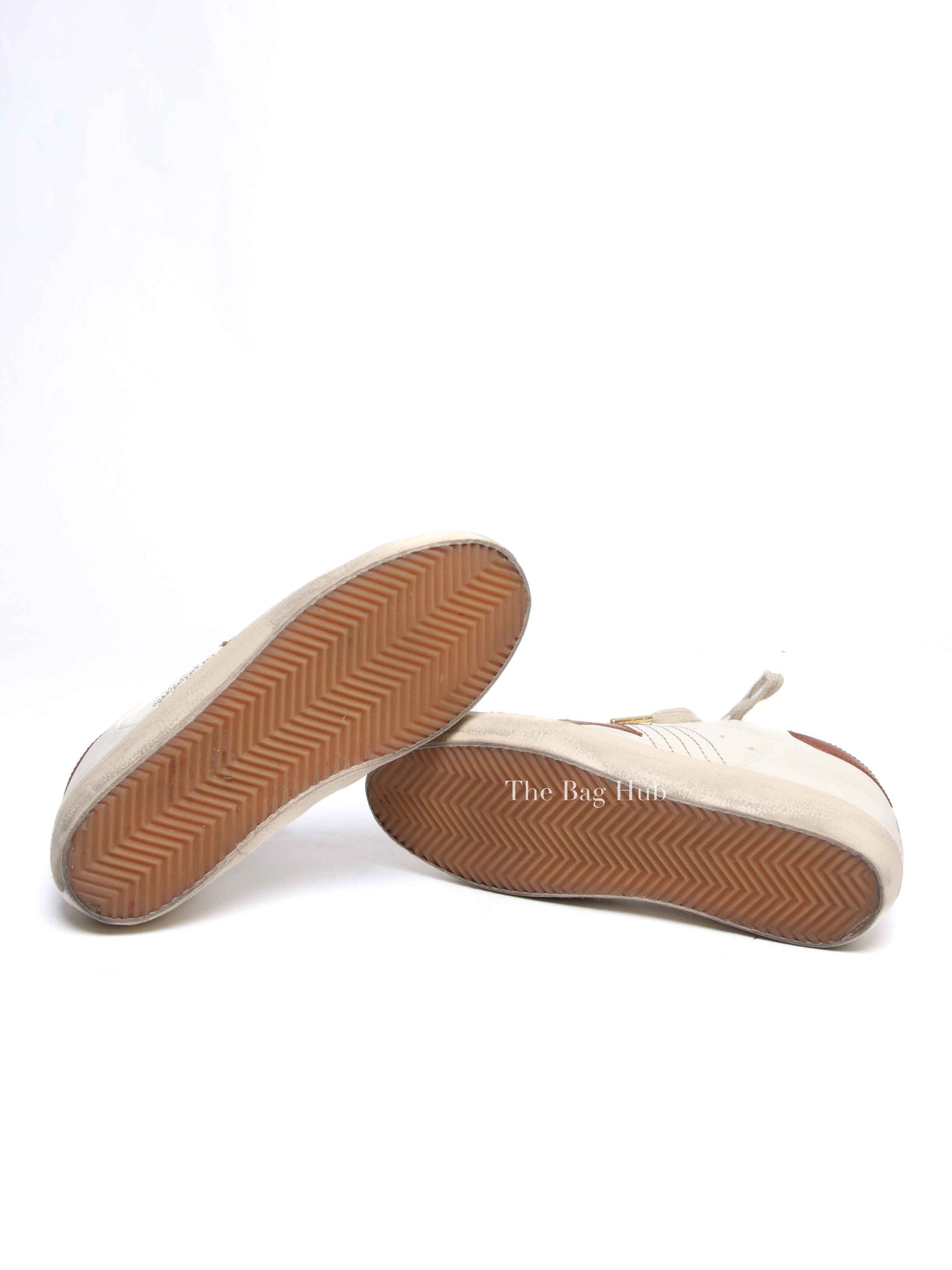 Golden Goose White/Brown Leather Super Star Heel Tab Sneakers size 37