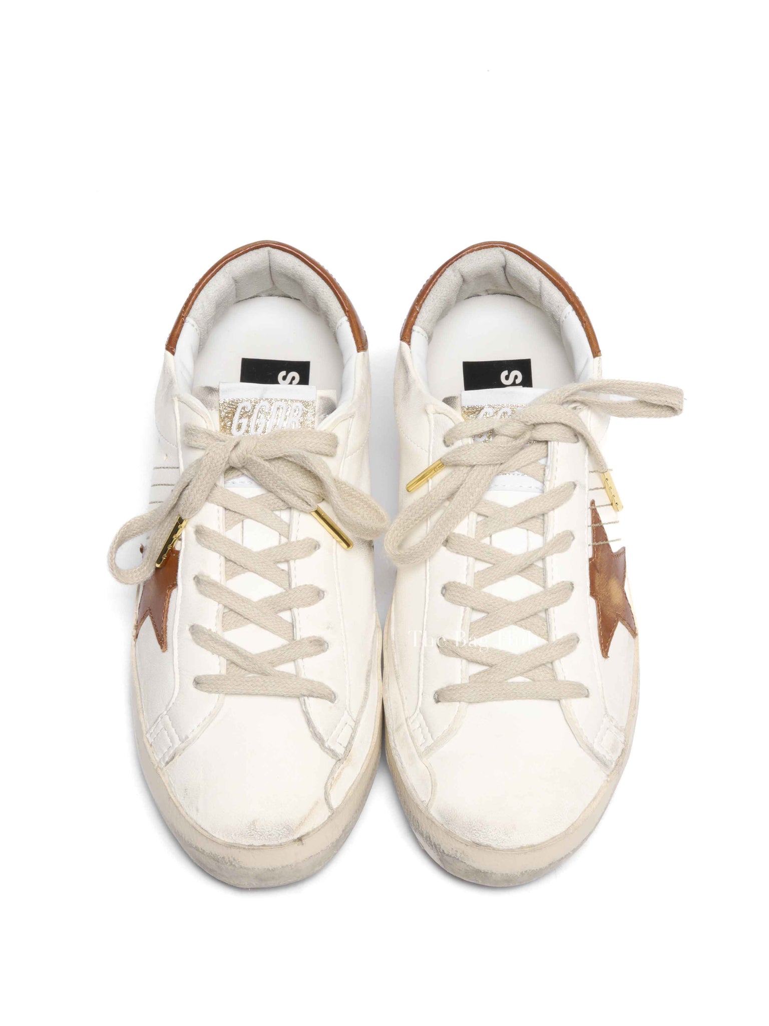 Golden Goose White/Brown Leather Super Star Heel Tab Sneakers size 37