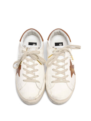 Golden Goose White/Brown Leather Super Star Heel Tab Sneakers size 37