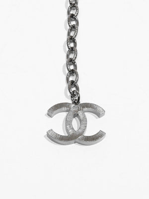 Chanel White/Silver/Black Pearl Long Necklace