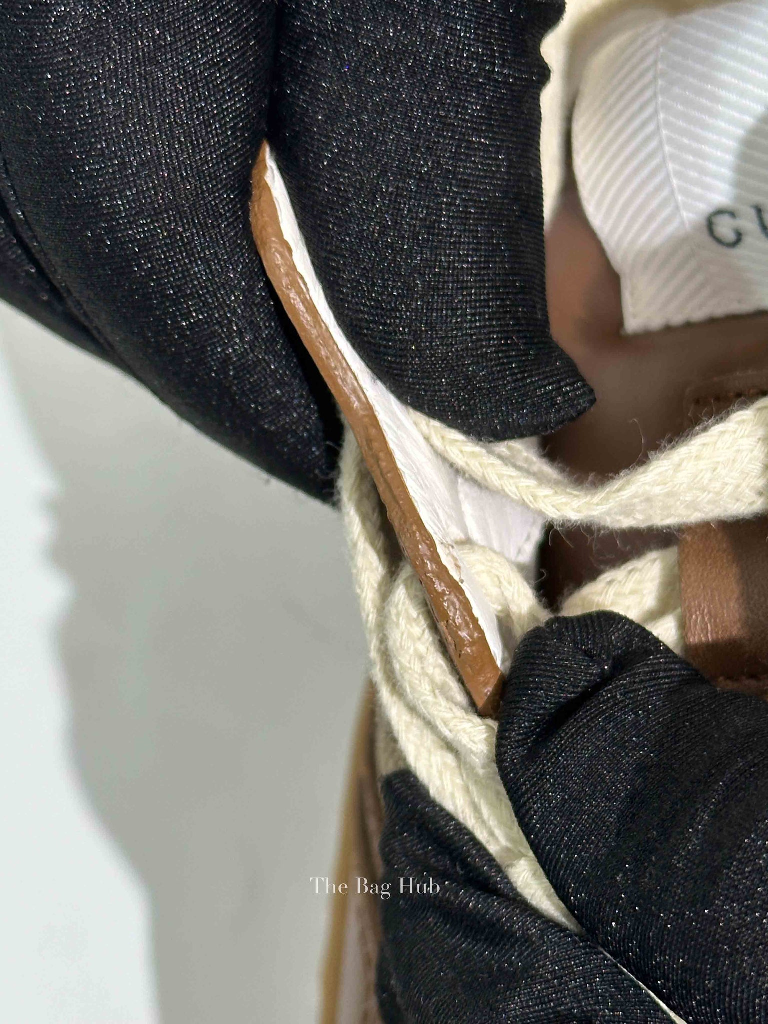 Gucci Brown Calfskin Hezelnut Beige Ebony GG Monogram Chunky Women's Sneakers Size 36