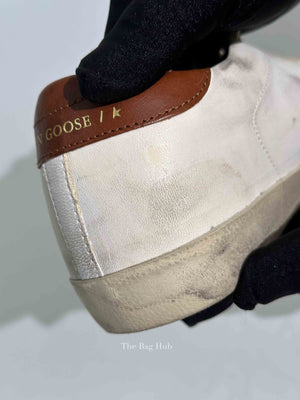 Golden Goose White/Brown Leather Super Star Heel Tab Sneakers size 37