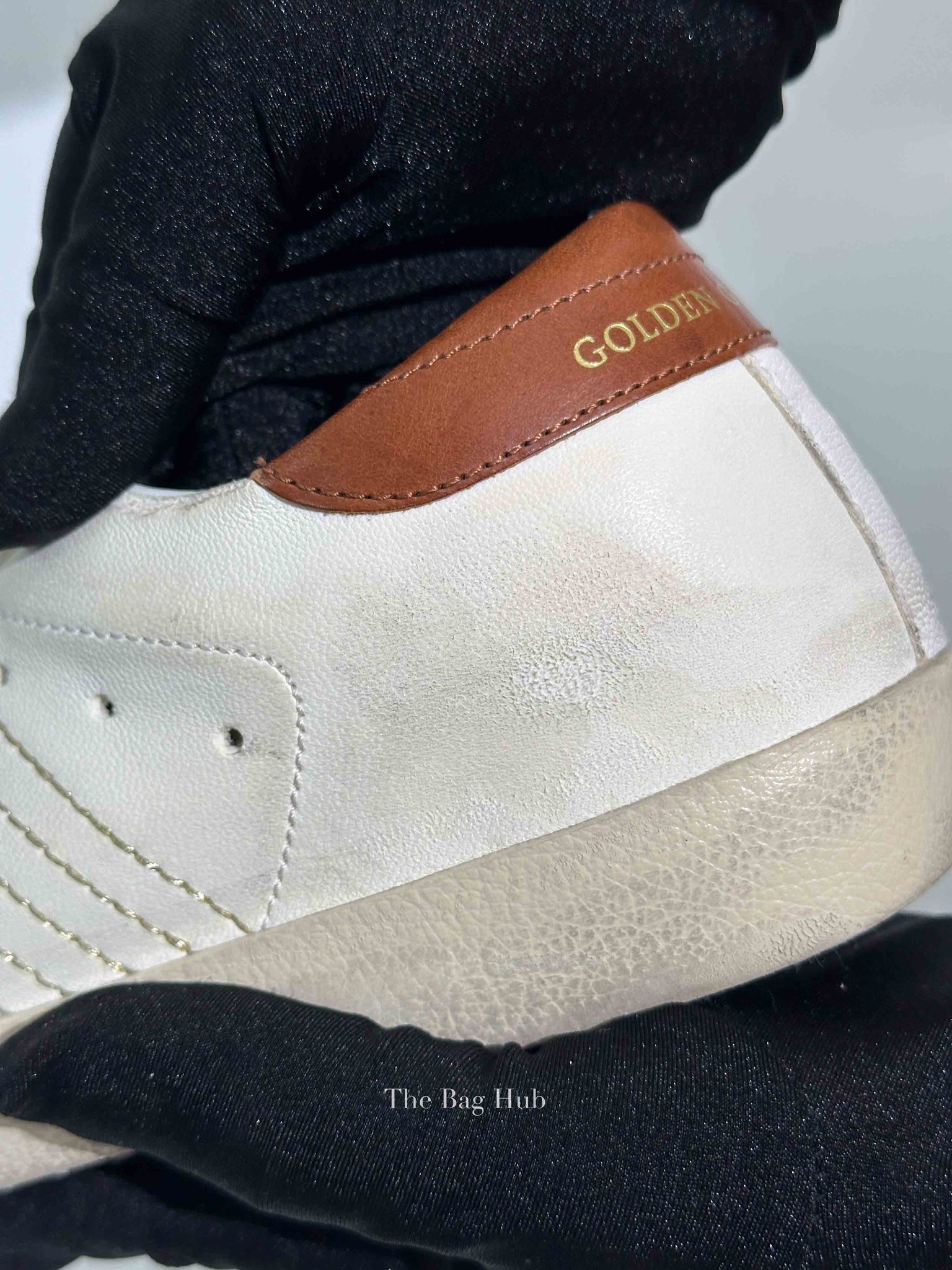 Golden Goose White/Brown Leather Super Star Heel Tab Sneakers size 37