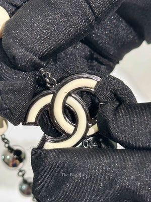 Chanel Silver/White/Gray Ruthenium CC Pearl Choker Necklace