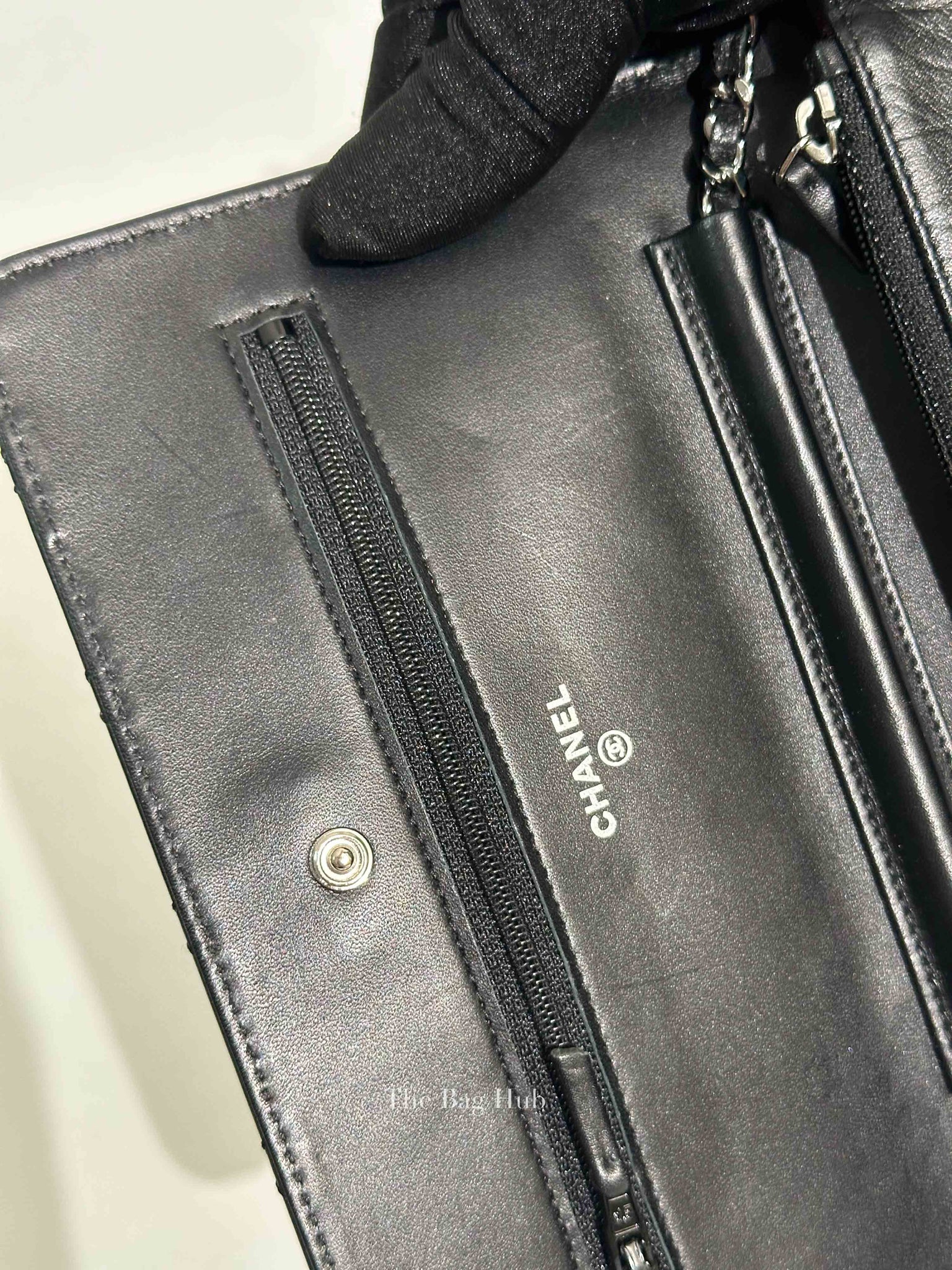Chanel Black Aged Calfskin Quilted Reissue Wallet On Chain SHW