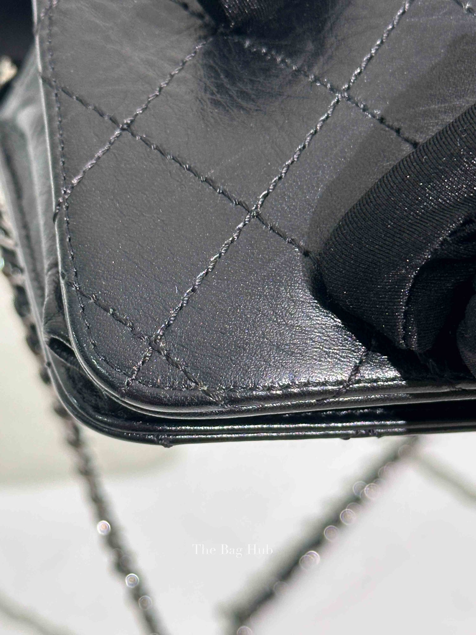 Chanel Black Aged Calfskin Quilted Reissue Wallet On Chain SHW
