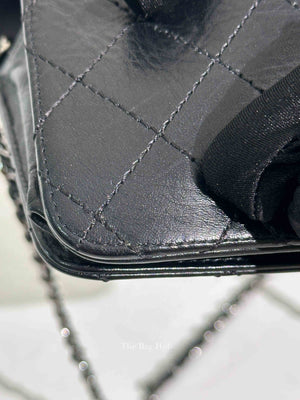 Chanel Black Aged Calfskin Quilted Reissue Wallet On Chain SHW