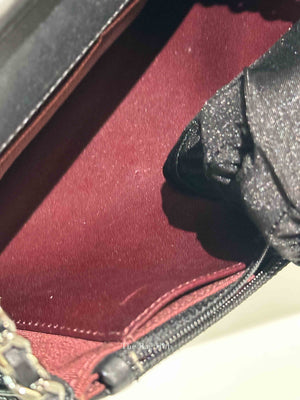 Chanel Black Aged Calfskin Quilted Reissue Wallet On Chain SHW
