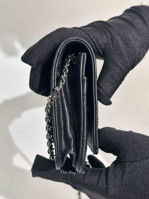 Chanel Black Aged Calfskin Quilted Reissue Wallet On Chain SHW