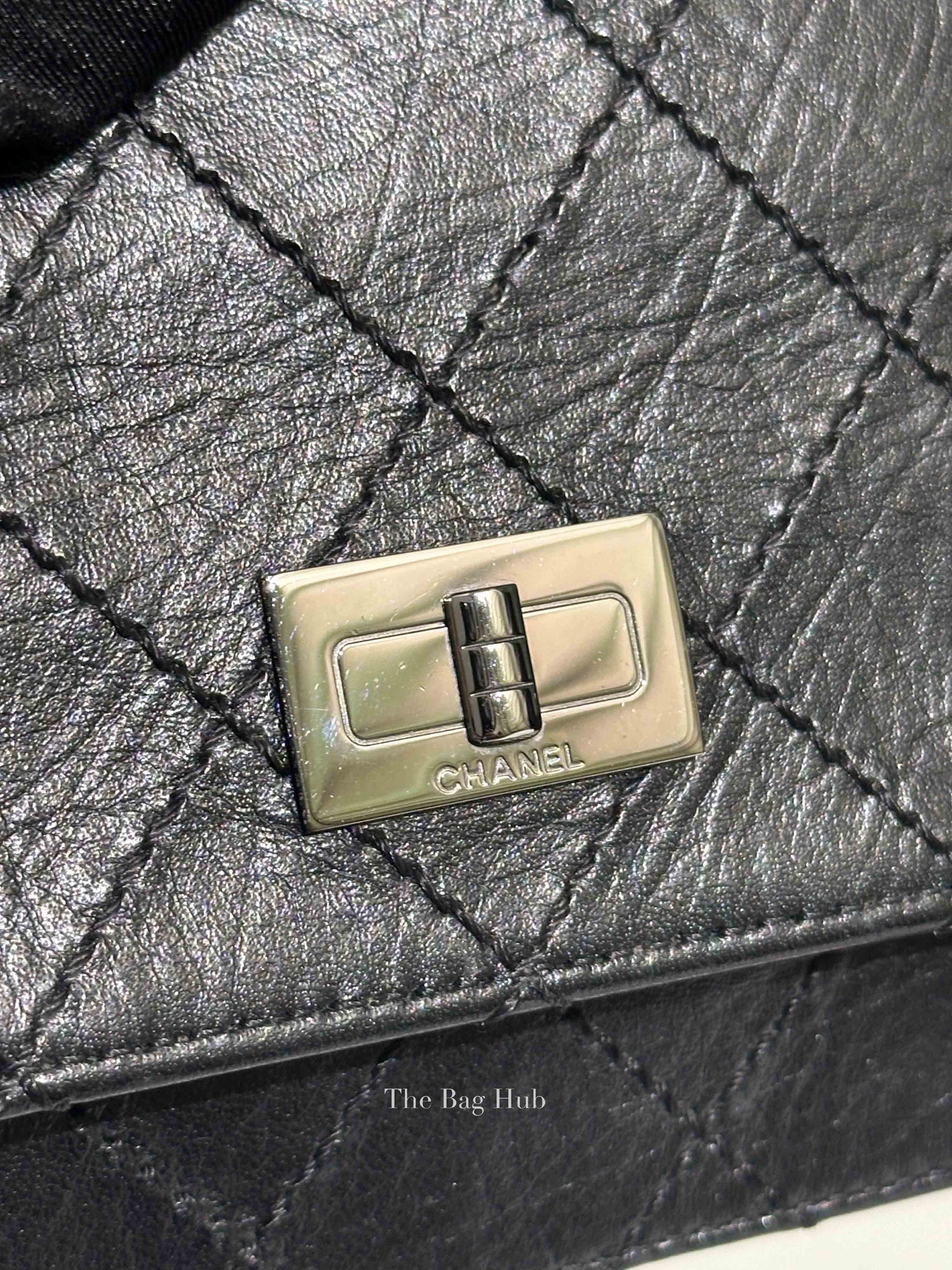Chanel Black Aged Calfskin Quilted Reissue Wallet On Chain SHW