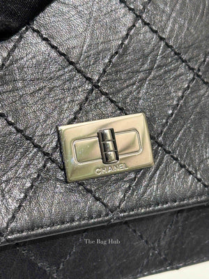 Chanel Black Aged Calfskin Quilted Reissue Wallet On Chain SHW