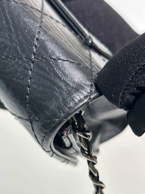 Chanel Black Aged Calfskin Quilted Reissue Wallet On Chain SHW