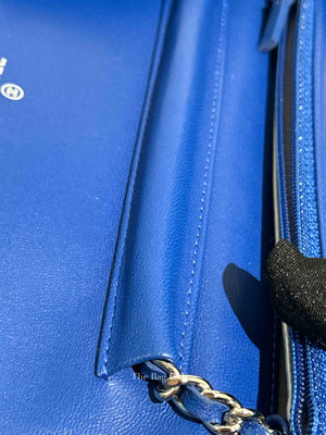 Chanel Blue Leather Camellia Wallet on Chain SHW