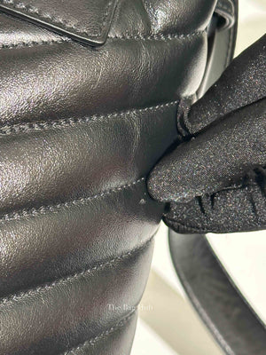 Saint Laurent Black Quilted Leather Chevron LouLou "Y" Medium Backpack Bag