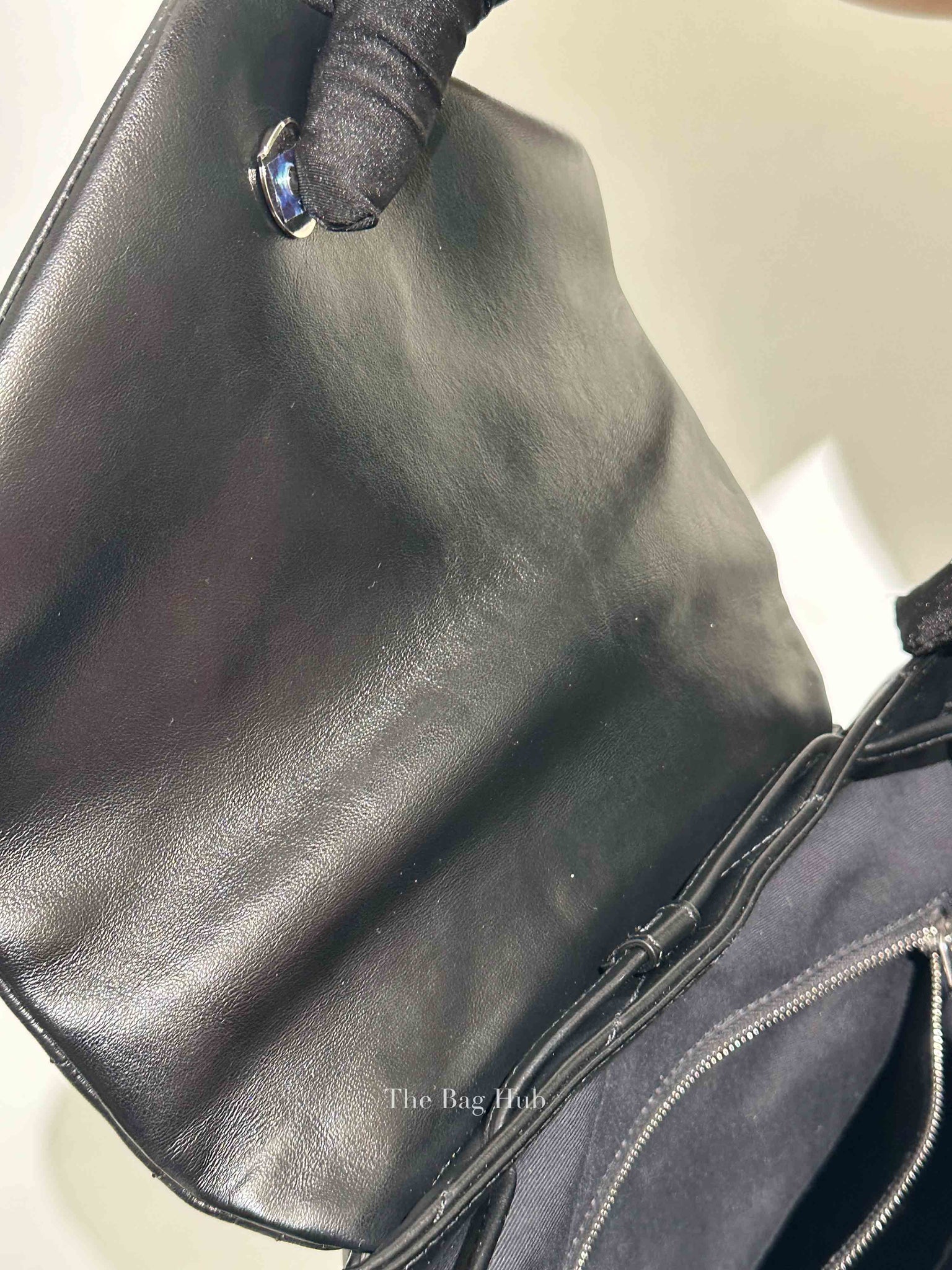 Saint Laurent Black Quilted Leather Chevron LouLou "Y" Medium Backpack Bag