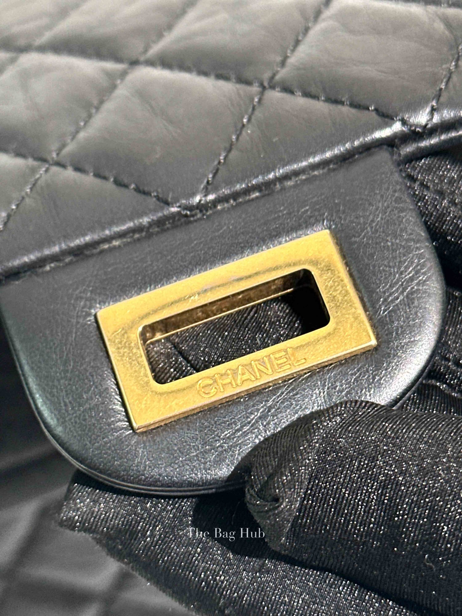 Chanel Black Aged Calfskin 2.55 Reissue Double Flap Shoulder Bag GHW