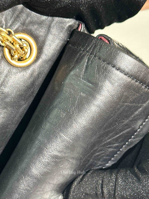 Chanel Black Aged Calfskin 2.55 Reissue Double Flap Shoulder Bag GHW