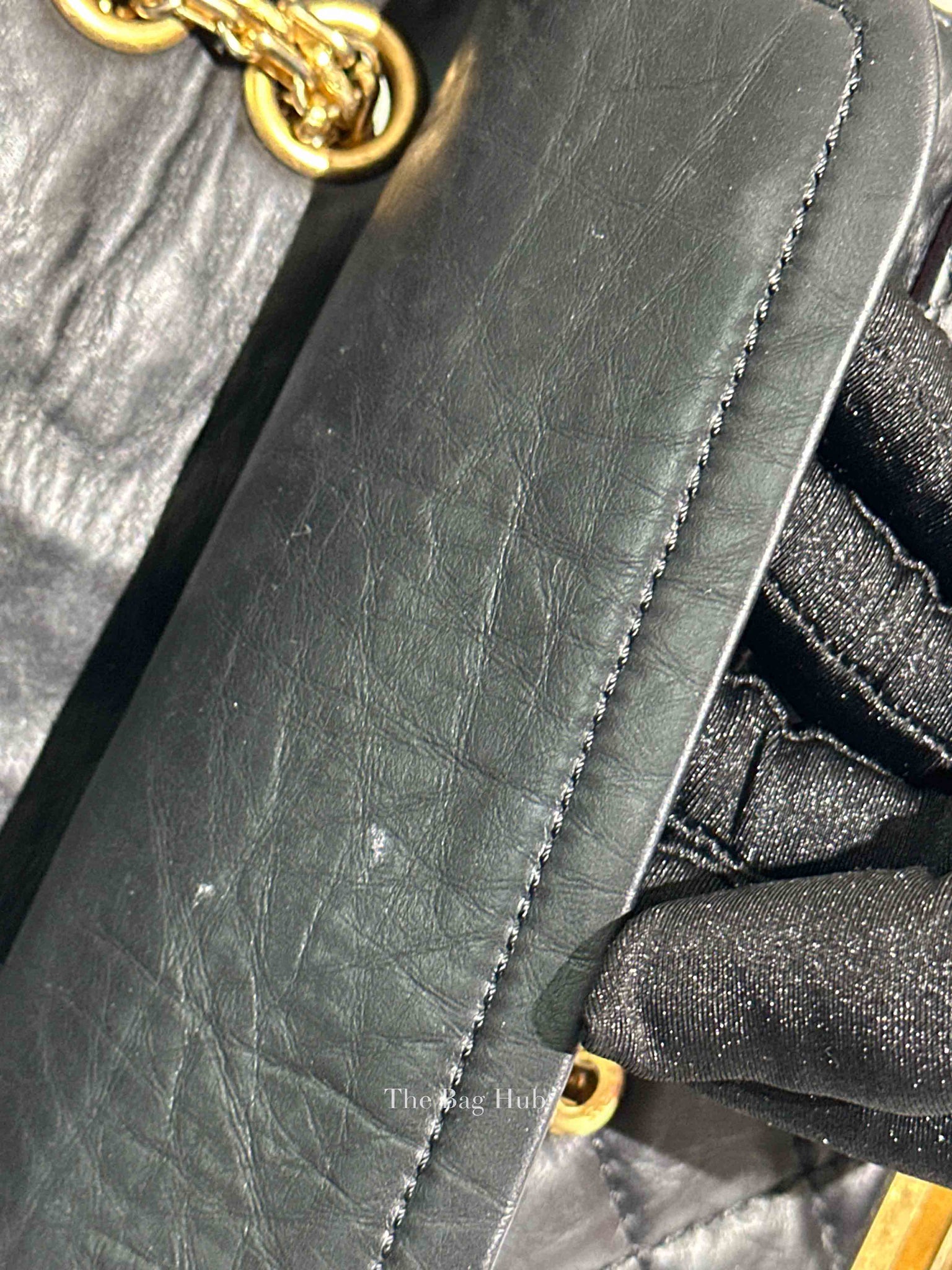 Chanel Black Aged Calfskin 2.55 Reissue Double Flap Shoulder Bag GHW