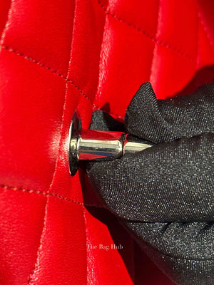 Chanel Red Quilted Lambskin Leather Chain Clutch Flap Bag SHW