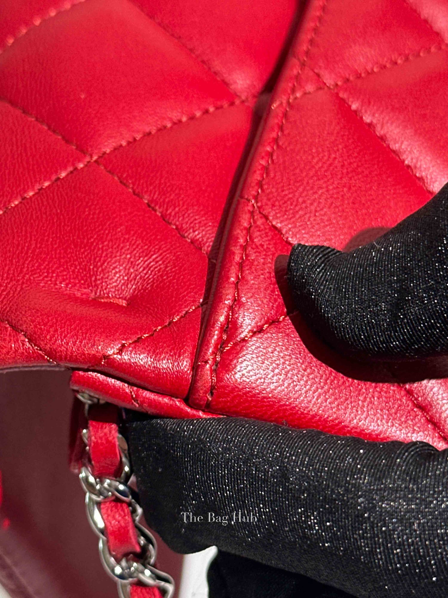 Chanel Red Quilted Lambskin Leather Chain Clutch Flap Bag SHW