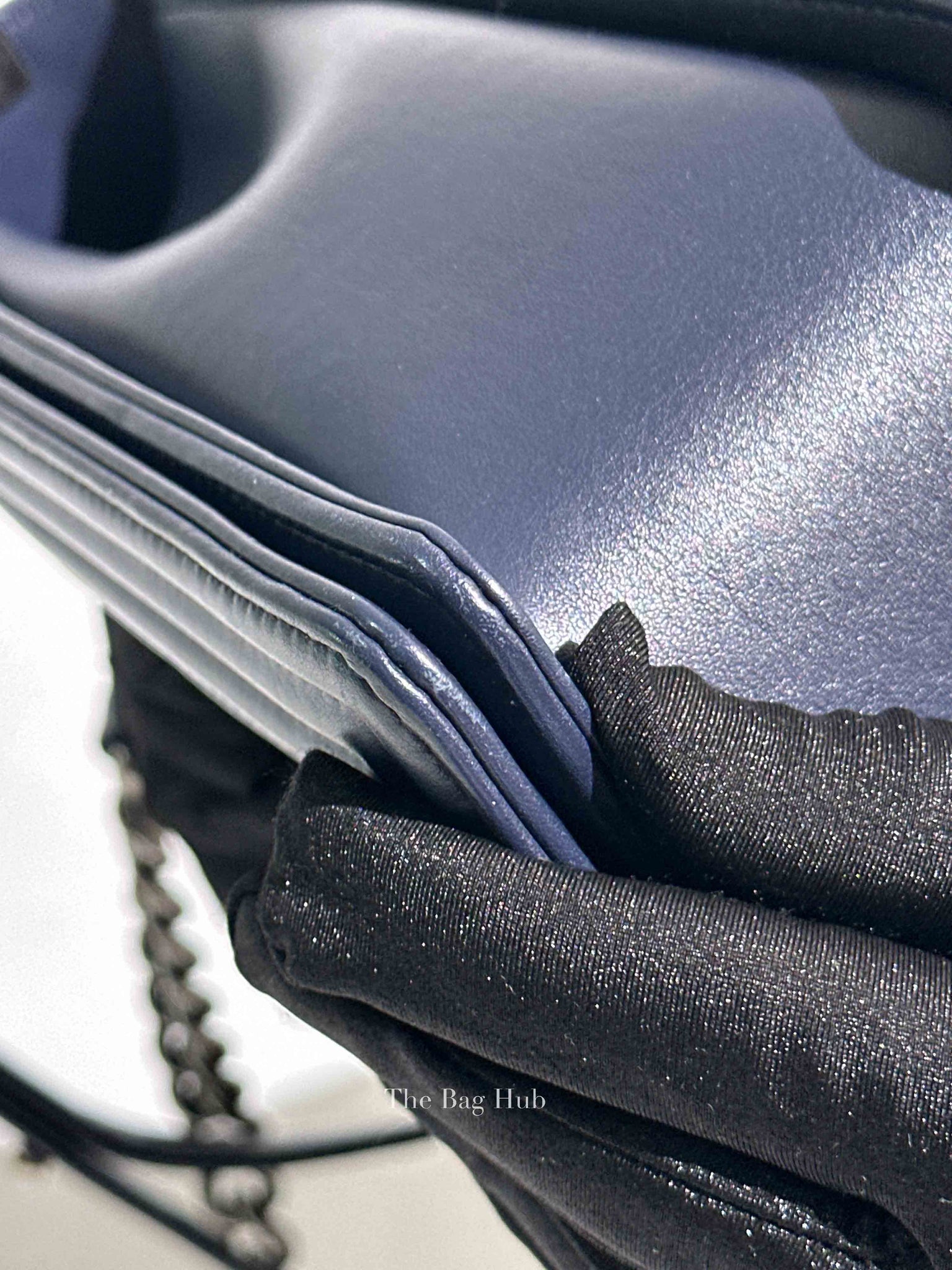 Chanel Navy Blue Lambskin Large Boy Flap Bag RHW