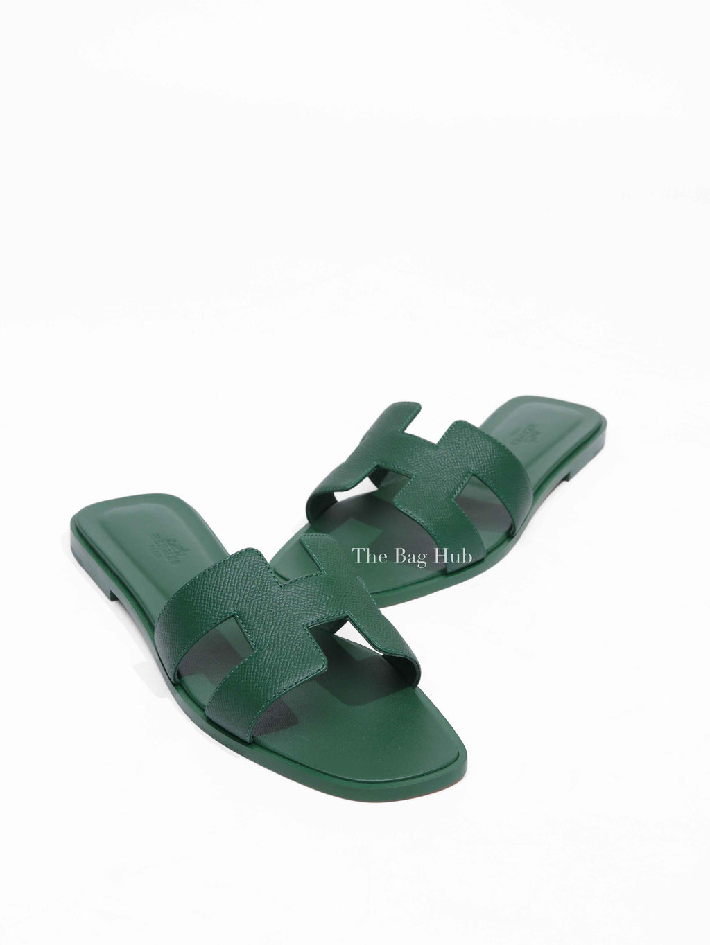 Hermes Vert Cactus Epsom Leather Oran Sandals Size 39
