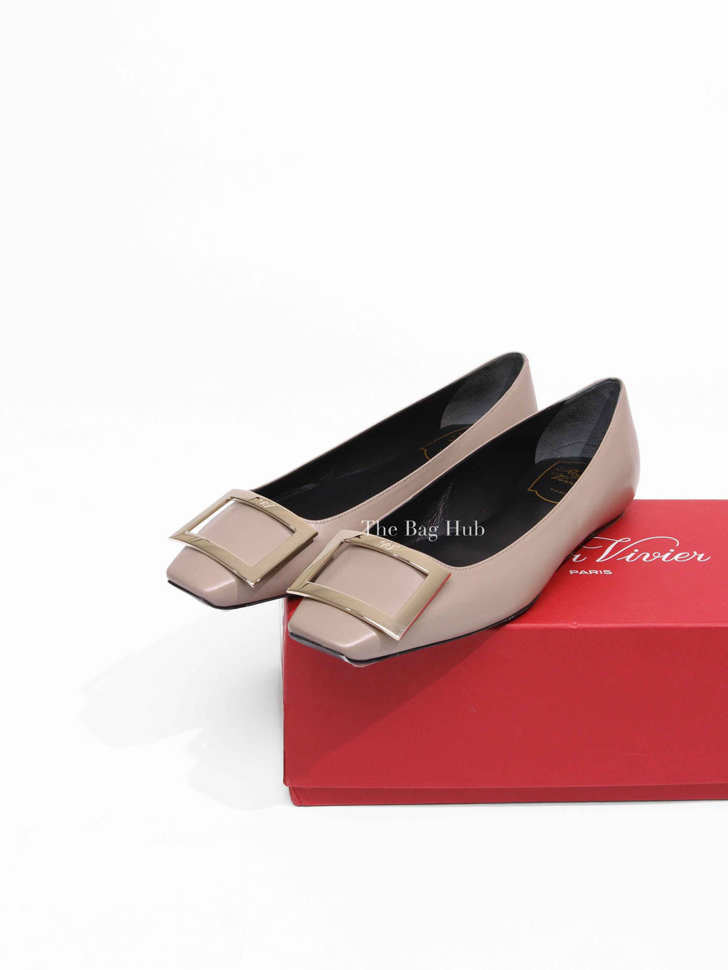 Roger Vivier Beige Leather Trompette Ballerinas Size 37