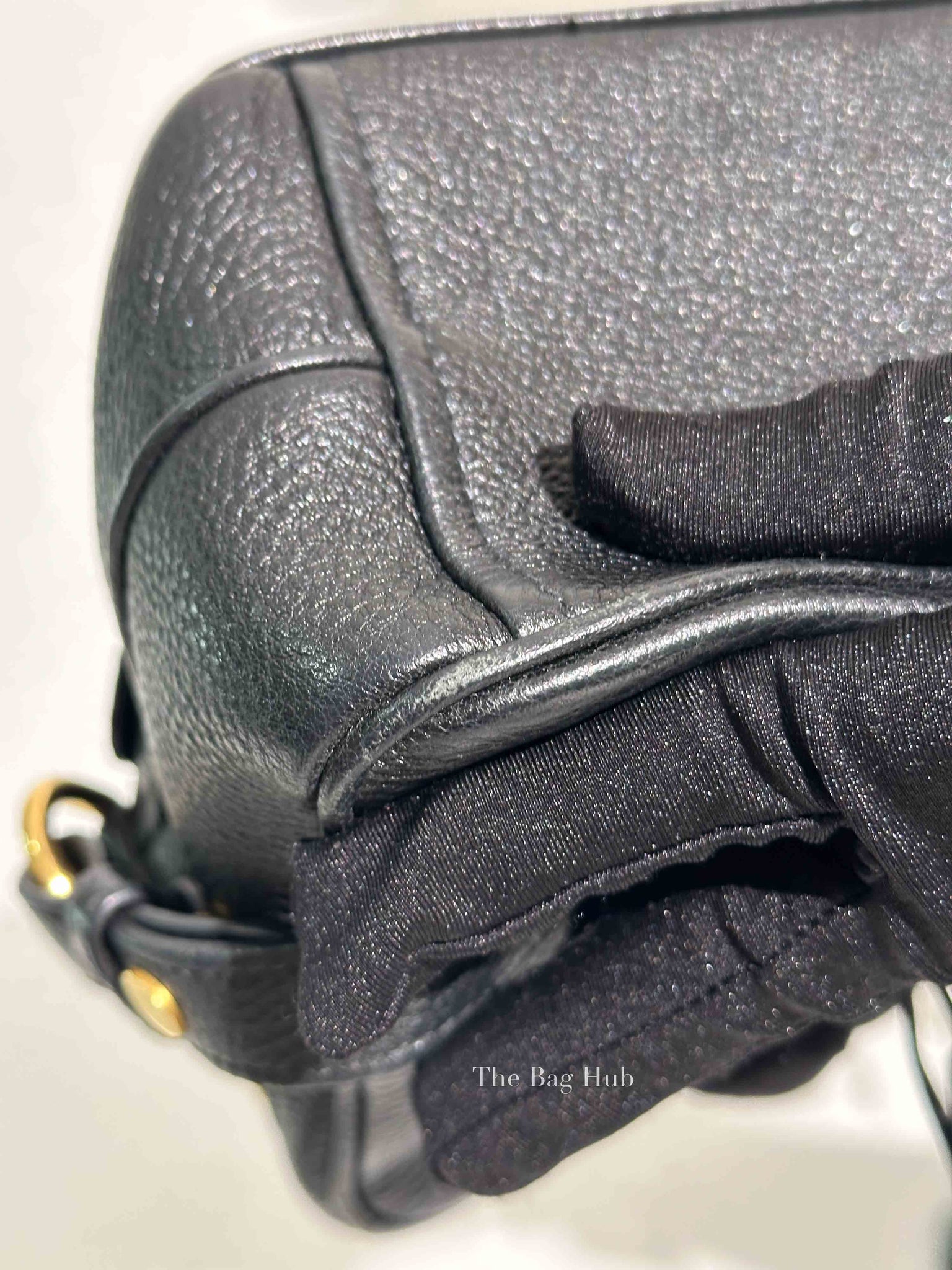 Prada Black Vitello Phenix Double Zip Camera Bag