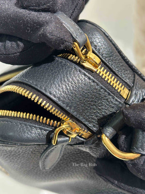 Prada Black Vitello Phenix Double Zip Camera Bag
