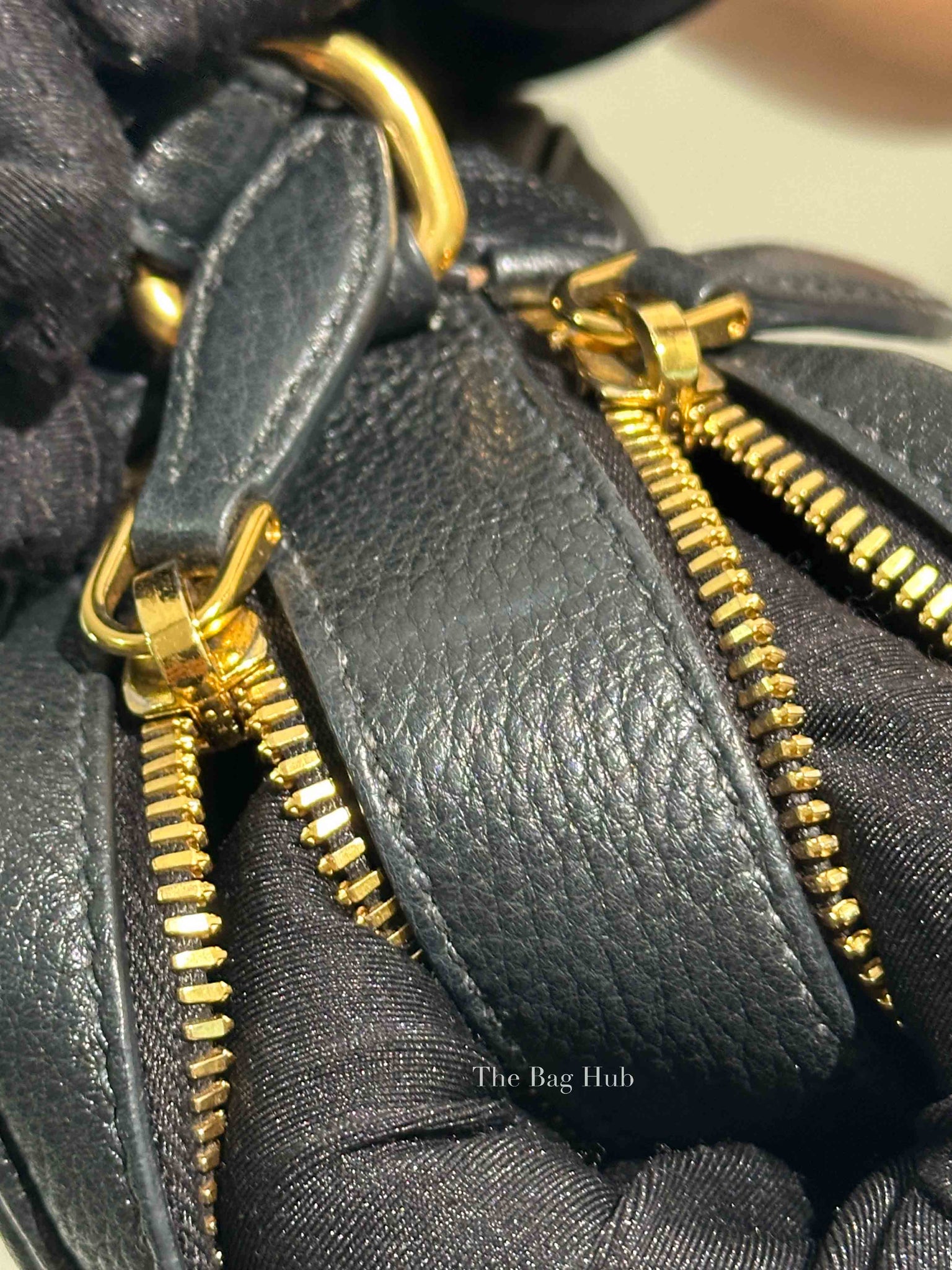 Prada Black Vitello Phenix Double Zip Camera Bag