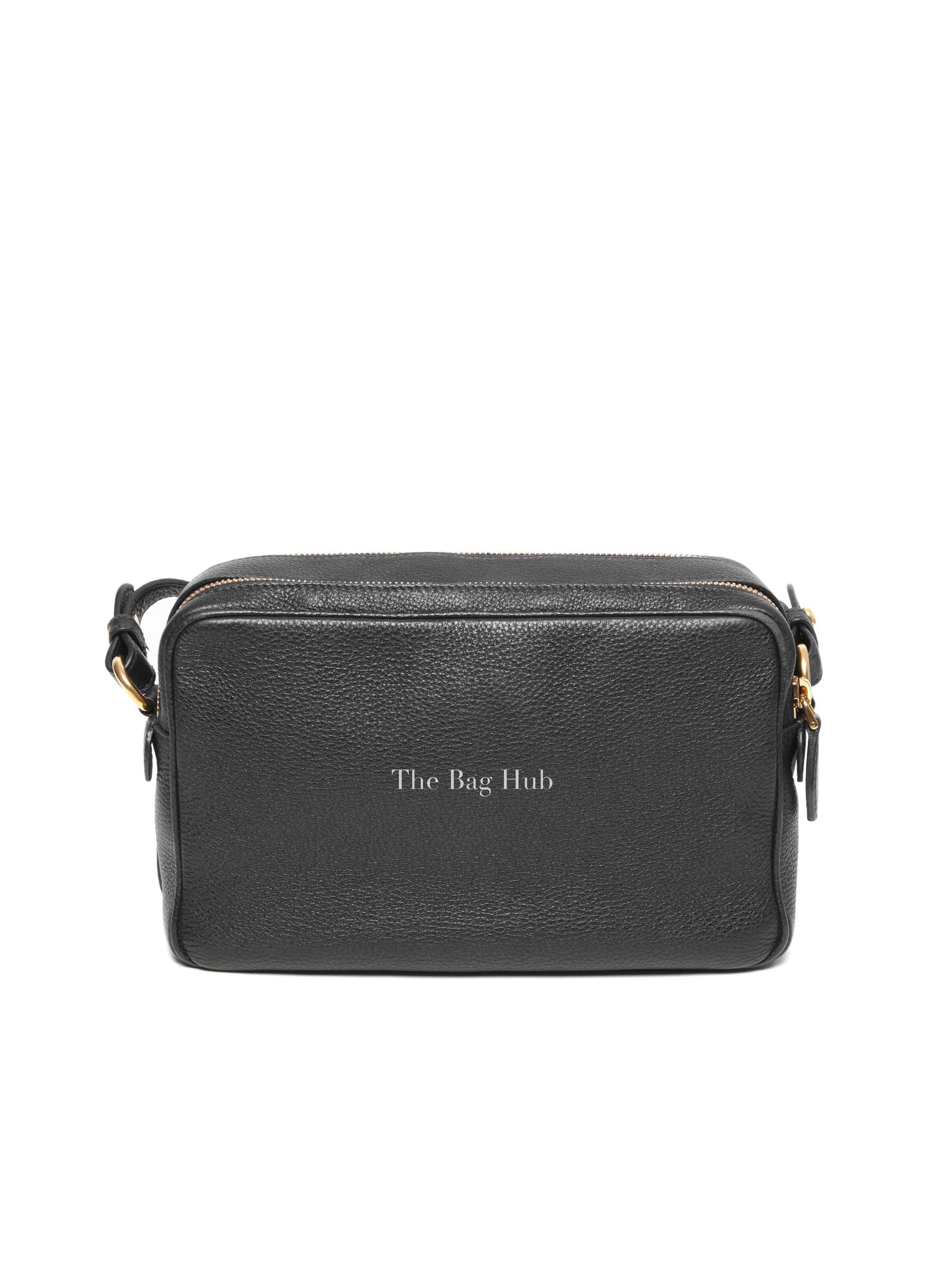Prada Black Vitello Phenix Double Zip Camera Bag