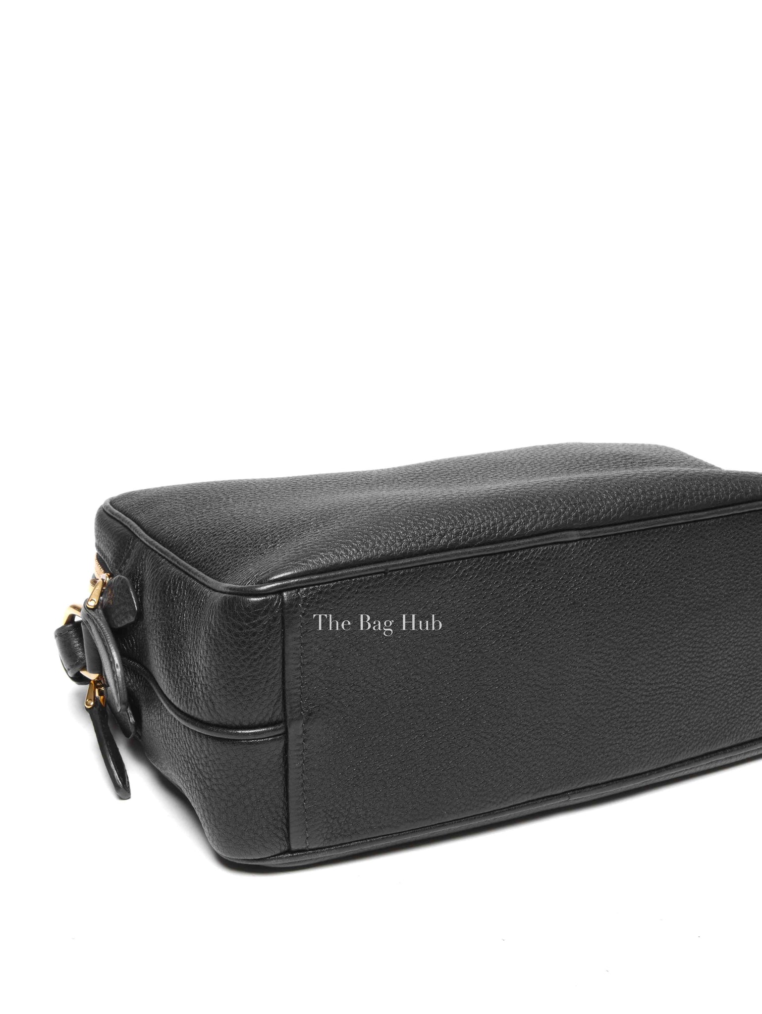 Prada Black Vitello Phenix Double Zip Camera Bag